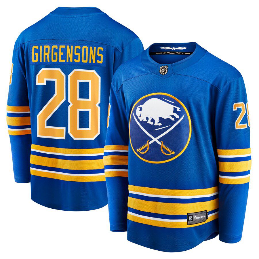 Men Buffalo Sabres 28 Zemgus Girgensons Fanatics Branded Royal Home Breakaway Player NHL Jersey